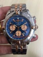 Copy Breitling Chronomat Watch Two Tone Rose Gold Blue Dial Free Warranty